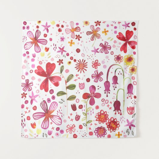 Moderne Floral Watercolor Wandteppich (Vorderseite)