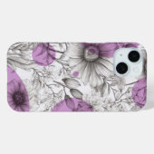 Moderne, floral zeichnend Lila lila Retrokreise Case-Mate iPhone Hülle (Rückseite (Horizontal))