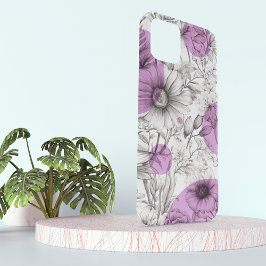 Moderne, floral zeichnend Lila lila Retrokreise Case-Mate iPhone Hülle