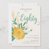 Moderne florale 80. Geburtstagsparty Einladung (Vorderseite)