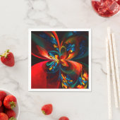 Moderne florale abstrakte Kunst Orange Blaues Must Serviette (Beispiel)