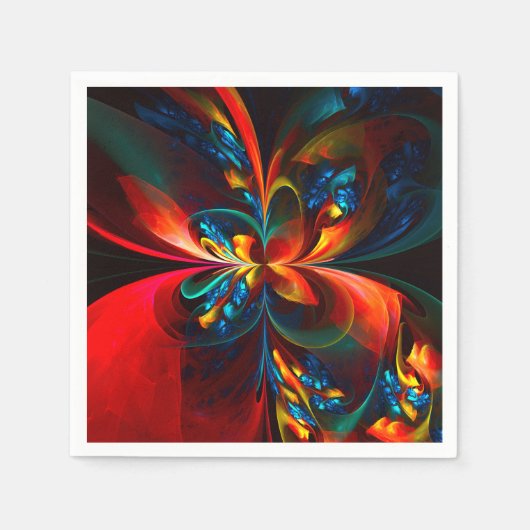 Moderne florale abstrakte Kunst Orange Blaues Must Serviette (Vorderseite)
