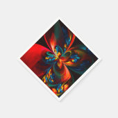 Moderne florale abstrakte Kunst Orange Blaues Must Serviette (Ecke)
