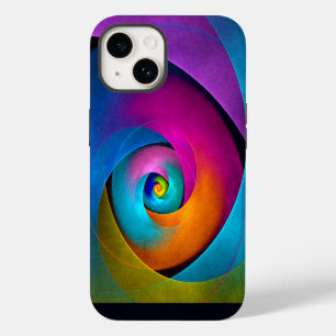 Moderne florale abstrakte Kunst rosa-blaues Muster iPhone 14 Hülle