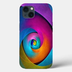 Moderne florale abstrakte Kunst rosa-blaues Muster iPhone 13 Hülle