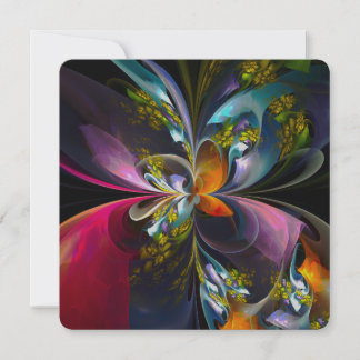 Moderne florale abstrakte Kunst Rot Blau Muster #1 Einladung