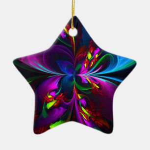 Moderne florale abstrakte Kunst Rot Blau Muster #1 Keramik Ornament