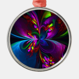 Moderne Florale Abstrakte Kunst Rot Blau Muster #1 Ornament Aus Metall