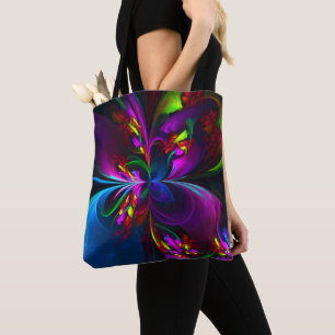 Moderne florale abstrakte Kunst Rot Blau Muster #1 Tasche