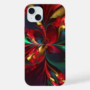 Moderne florale abstrakte Kunst Rot Grün Muster #1 iPhone 15 Plus Hülle