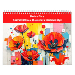 Moderne florale abstrakte saisonale Blüten mit Geo Kalender
