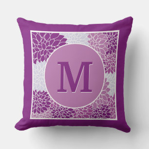Moderne florale abstrakte violette monogrammierte  kissen