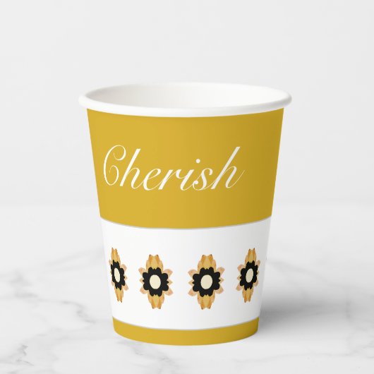 Moderne florale Akzentuierung Pappbecher (Vorderseite)