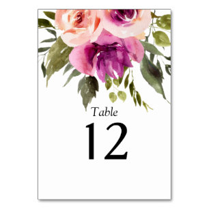 Moderne Florale Ampersand Pflaume Rosa Pfirsich &  Tischnummer