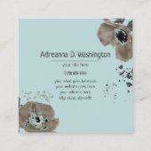 Moderne florale Aquarellmuster Quadratische Visitenkarte (Rückseite)