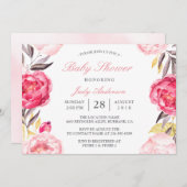 Moderne florale Babydusche Einladung (Vorne/Hinten)