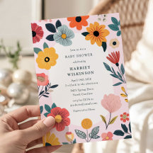 Moderne Florale Babyparty für Mädchen