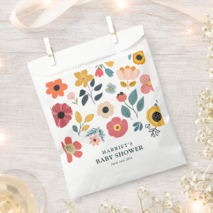Moderne Florale Babyparty Geschenktütchen