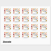 Moderne Florale Babyparty Quadratischer Aufkleber (Blatt)