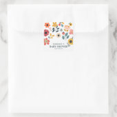 Moderne Florale Babyparty Quadratischer Aufkleber (Tasche)