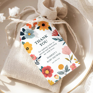 Moderne Florale Babyshower-Geschenkanhänger Geschenkanhänger