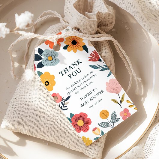 Moderne Florale Babyshower-Geschenkanhänger Geschenkanhänger
