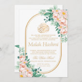 Moderne florale Blätter Islamische Aqiqa Aqeeqa Ba Einladung (Vorne/Hinten)