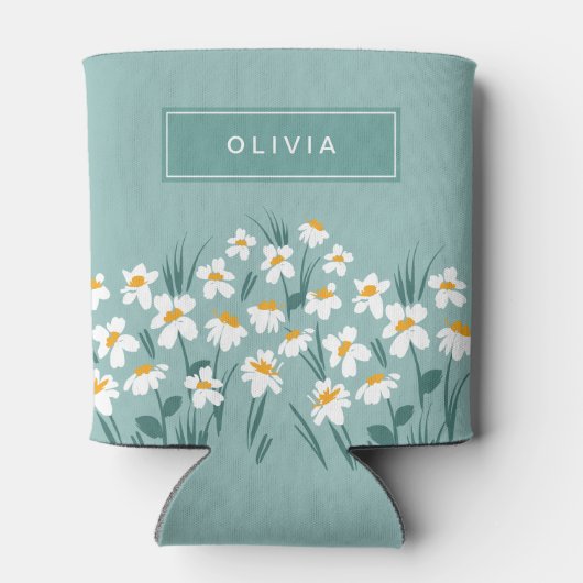 Moderne, florale Blau, mädchenhaft elegant stilvol Dosenkühler (Rückseite)