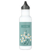 Moderne, florale Blau, mädchenhaft elegant stilvol Edelstahlflasche (Links)