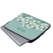 Moderne, florale Blau, mädchenhaft elegant stilvol Laptopschutzhülle (Vorne Knopf)