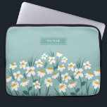 Moderne, florale Blau, mädchenhaft elegant stilvol Laptopschutzhülle<br><div class="desc">Floral moderne,  dunkelblaue,  mädchenhafte,  stilvolle personalisierte Laptop-Ärmel-Design.</div>