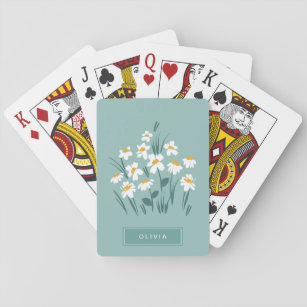 Moderne, florale Blau, mädchenhaft elegant stilvol Spielkarten