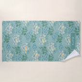 Moderne, florale Blau, mädchenhaft elegant stilvol Strandtuch (Vorderseite)