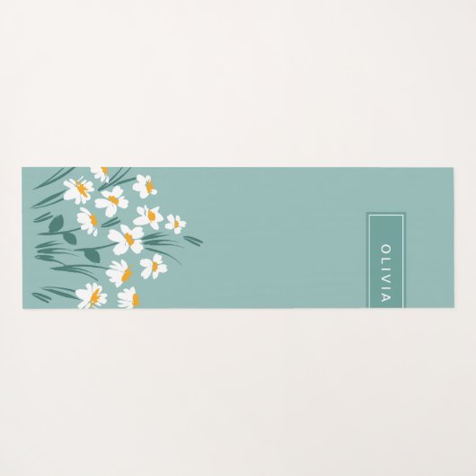 Moderne, florale Blau, mädchenhaft elegant stilvol Yogamatte (Rückseite (Horizontal))