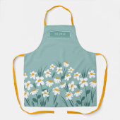 Moderne, florale blaue, gürtnisch elegante Stilele Schürze (Vorderseite)