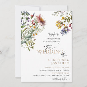 Moderne Florale Boho   Wildblumen-Hochzeit Einladung