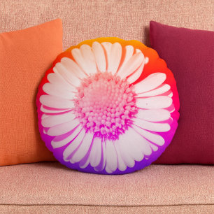 Moderne florale botanische Girly Niedlich Daisy Fu Rundes Kissen