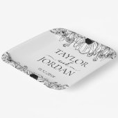 Moderne Florale Botanische Rand Hochzeit Pappteller (Gewinkelt)