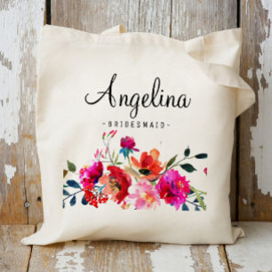 Moderne Florale Brautjungfern Personalisiert Tragetasche
