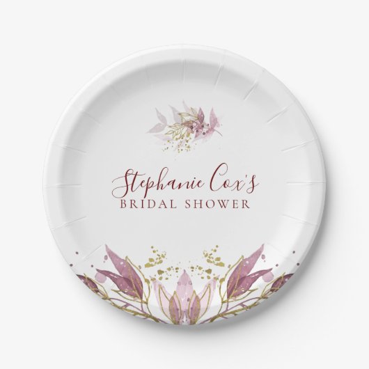 Moderne Florale Brautparty Pappteller (Vorderseite)