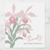 Moderne florale Cattleya-Orchidee staubrosa Hochze Weinetikett (Einzelnes Label)