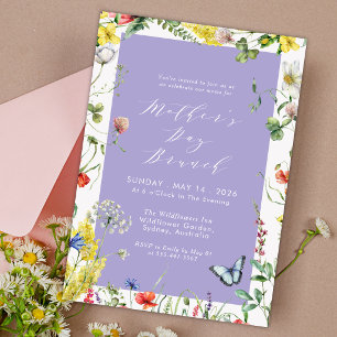 Moderne Florale Chic Lavendel Muttertags-Brunch Einladung