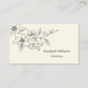 Moderne Florale Creme Magnolie   QR-Code  Visitenkarte