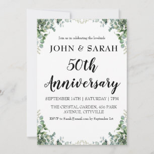 moderne florale Einladungen zur 50. Hochzeitsjubil