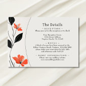 Moderne florale Elegance kühne Blooms Hochzeitsdet Begleitkarte