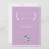 Moderne florale Elegant Lavender QR Code Hochzeit Einladung (Vorderseite)