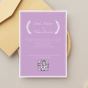 Moderne florale Elegant Lavender QR Code Hochzeit Einladung