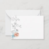 Moderne florale elegante Hochzeit Mini RSVP Karte (Rückseite)