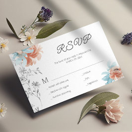 Moderne florale elegante Hochzeit Mini RSVP Karte
