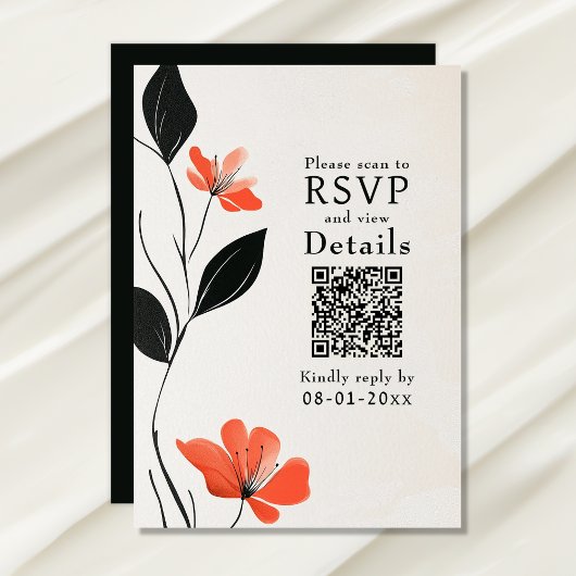 Moderne florale Eleganz kühne Blooms QR-Code Hochz RSVP Karte